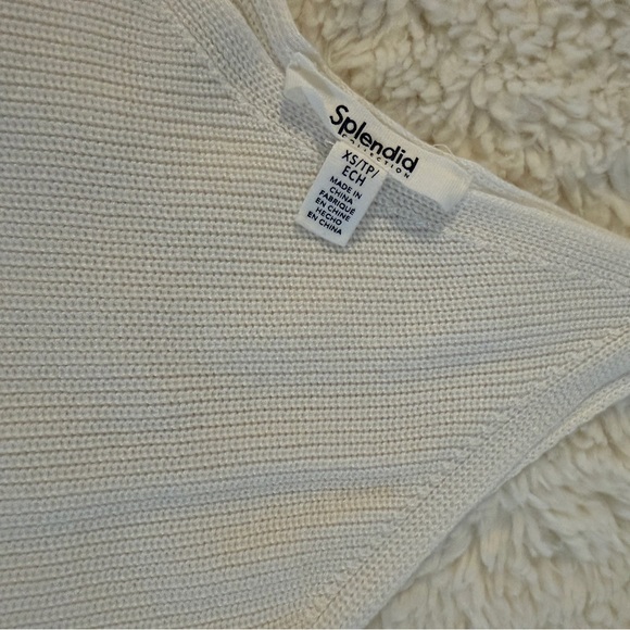 Splendid White Ribbed V-Neck Tank - Picture 3 of 3